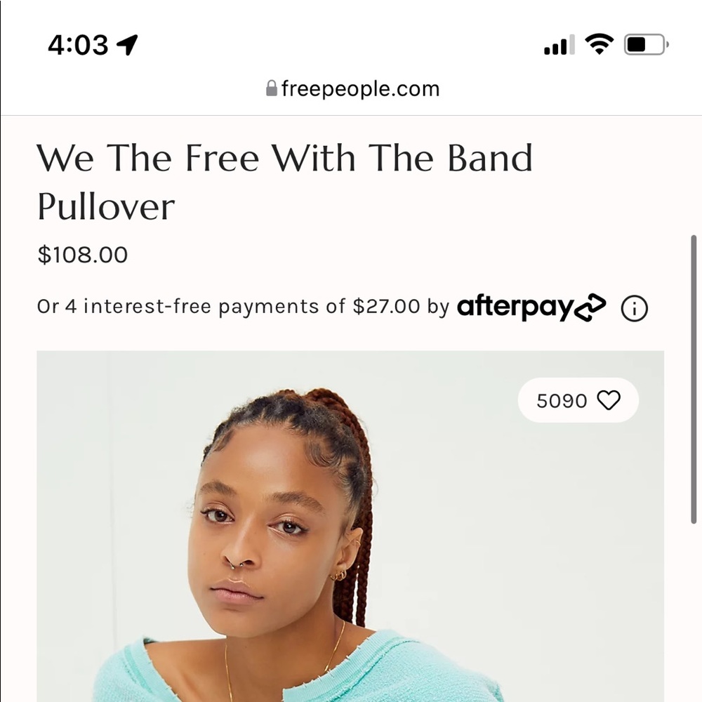 brand new free people pullover!!